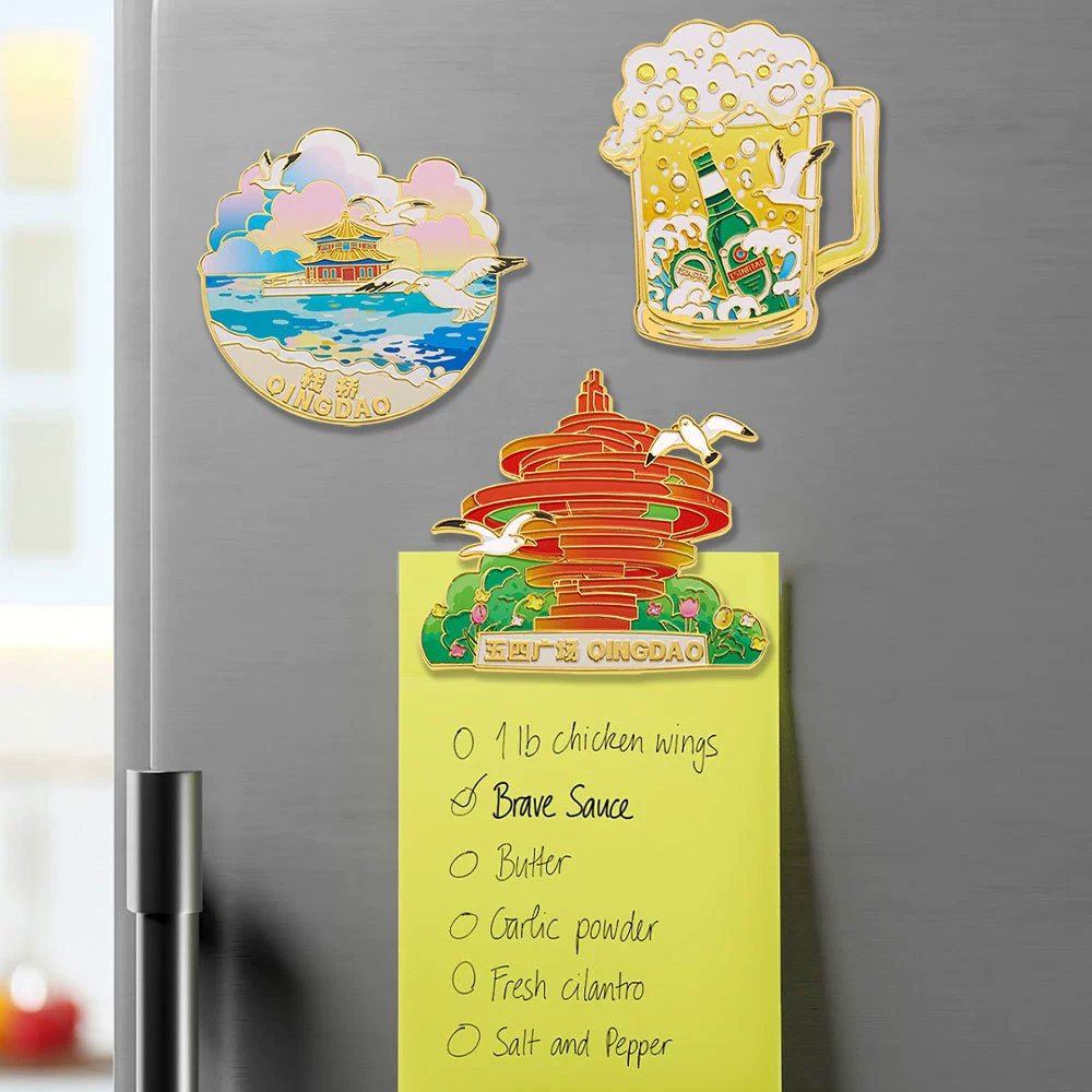 Qingdao Cultural and Creative Refrigerator Magnet Metal Magnetic Sticker Beer Festival May 4th Square Zhanqiao City Refrigerator Magnet Cultural and Creative