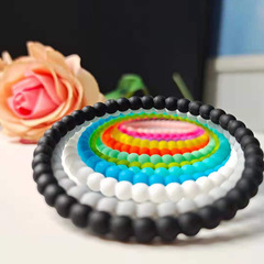 New Small Round Silicone Bracelet, Primary School Student Bracelet, Bead Bracelet, Couple Bracelet, European and American Bracelet