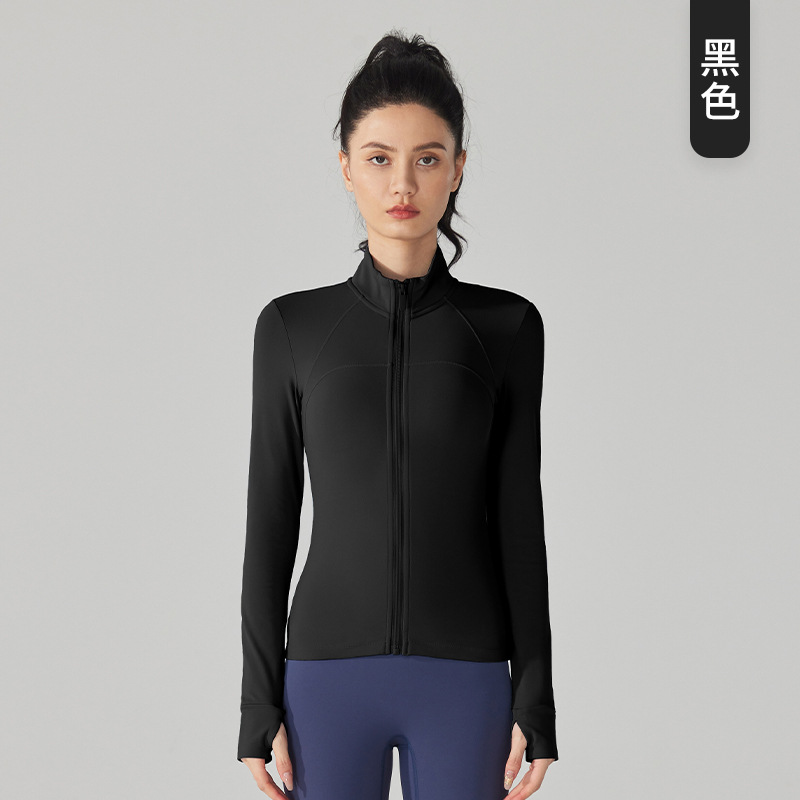 Yuancheng polar chaqueta deportiva caliente espesado slim fit adelgazamiento ropa de yoga manga larga con cremallera running fitness top