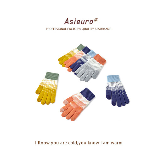 Touchscreen Glove for Men and Women, Winter Fleece Lined, Thick and Warm Knitted Woolen Fingered Cute Riding Gloves, Split Finger, Wholesale