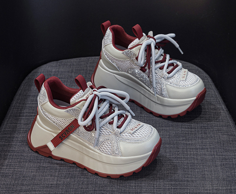 Giày sneaker nữ đế dày phong cách cổ điển phối lưới và da — Vàng lưới 5027-1, Đỏ da 5027, Xám lưới 5027-1, Đỏ lưới 5027-1 chi tiết 14