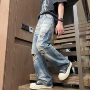 夏季透气薄款美式牛仔裤
