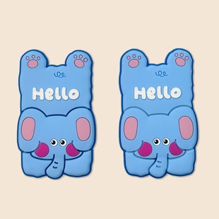 Pvc Soft Silicone Blue Elephant Cartoon Animal Soft Patch Mobile Phone Case Patch Jewelry DIY Small Jewelry