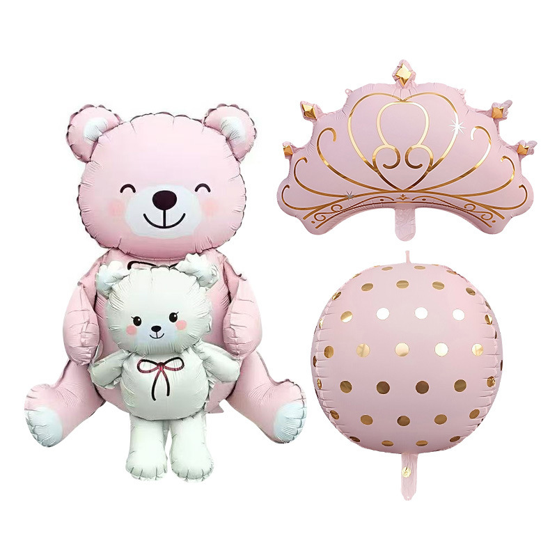 Nuevos lindos niños niñas princesa rosa viento película de aluminio globo de diseño de fiesta de cumpleaños decoración props al por mayor