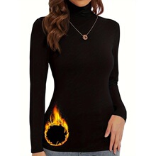 T 35196 Solid Color High Neck Long Sleeve Top ��ɫ��������