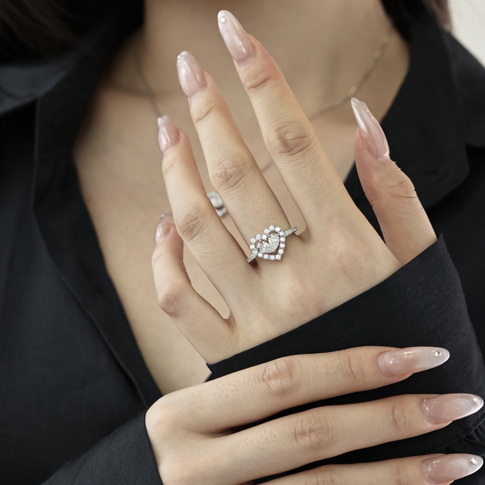3g Weight Zircon Inlay Material Rings Classification 5, 9 Ring Size Banquet, Daily Occasion 925 Sterling Silver Material Heart Shape Pattern 2025 Spring and Summer Season Women's Gender Plating Design Elegant, Simple Style Style 925 Sterling Silver Zircon Heart Shape Rings 925 Sterling Silver Rings 15