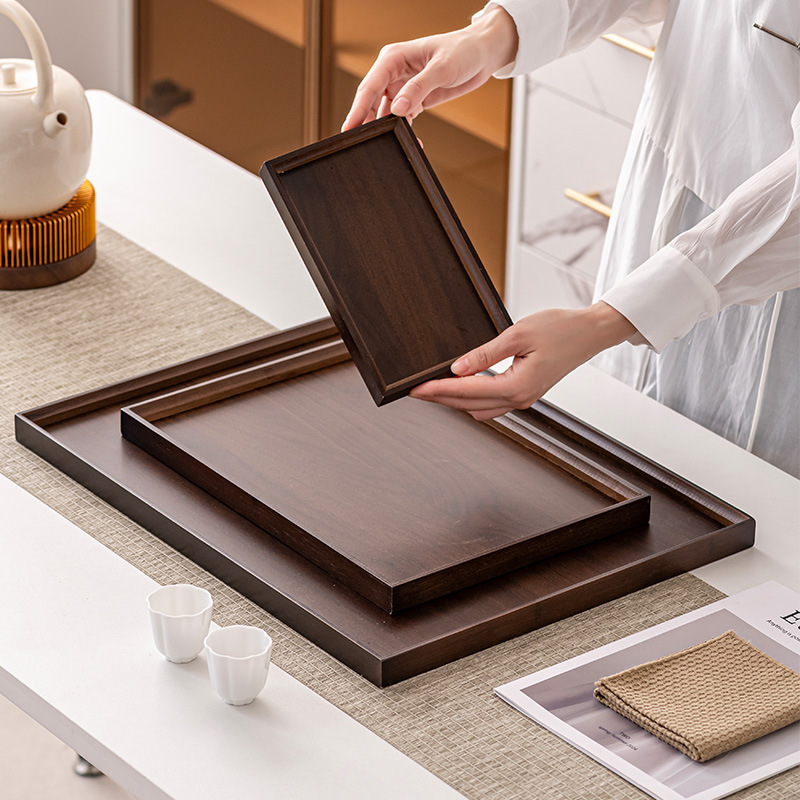 Wooden Tray Rectangular Household Tea Cup Water Cup Tea Tray Fruit Plate Catering Hotel Bamboo and Wood Portable Tray
