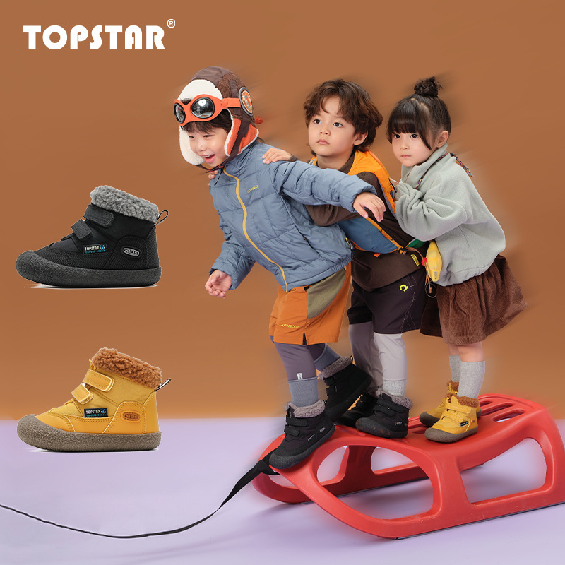 Free Shipping Topstar Internet Celebrity Kidsren's Shoes 2025 Winter New Small and Medium-Sized Kidsren's Soft-Soled Kidsren's Snow Boots Kidsren's Boots 3022