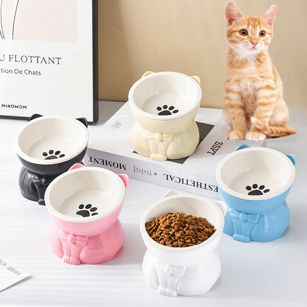 국경 간 애완 동물 그릇 귀여운 개 그릇 고양이 물 그릇 고양이 접시 고양이 먹이 그릇 높은 발 고양이 그릇 세라믹 대구경
