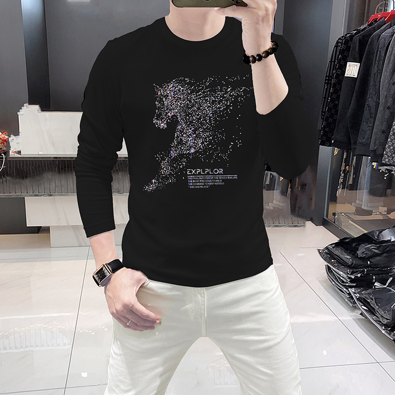New Men's Long Sleeve T-Shirt Round Neck Bottoming Shirt Casual Men's Basic Tees Top Comfortable Trendy Brand Spring Autumn T-Shirt_voghion.com