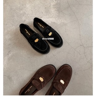 【Same Style as Su Jia】Stylish~ Amiu Small Coin Slip-On Loafers Women's Casual Leather Shoes