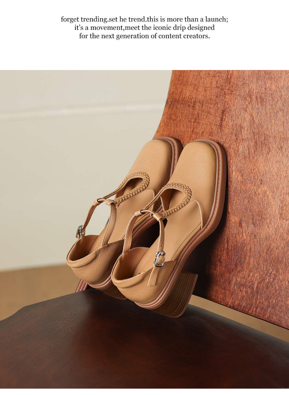 Sandal cao gót nữ mũi vuông quai chữ T đế dày — màu trắng ngà chi tiết 21