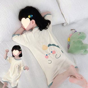 Modal Kidsren's Jumpsuit Baby One-Piece Pajamas Baby Toddler Thin Summer Anti-Kick Crawling Suit Air-Conditioned Suit Summer