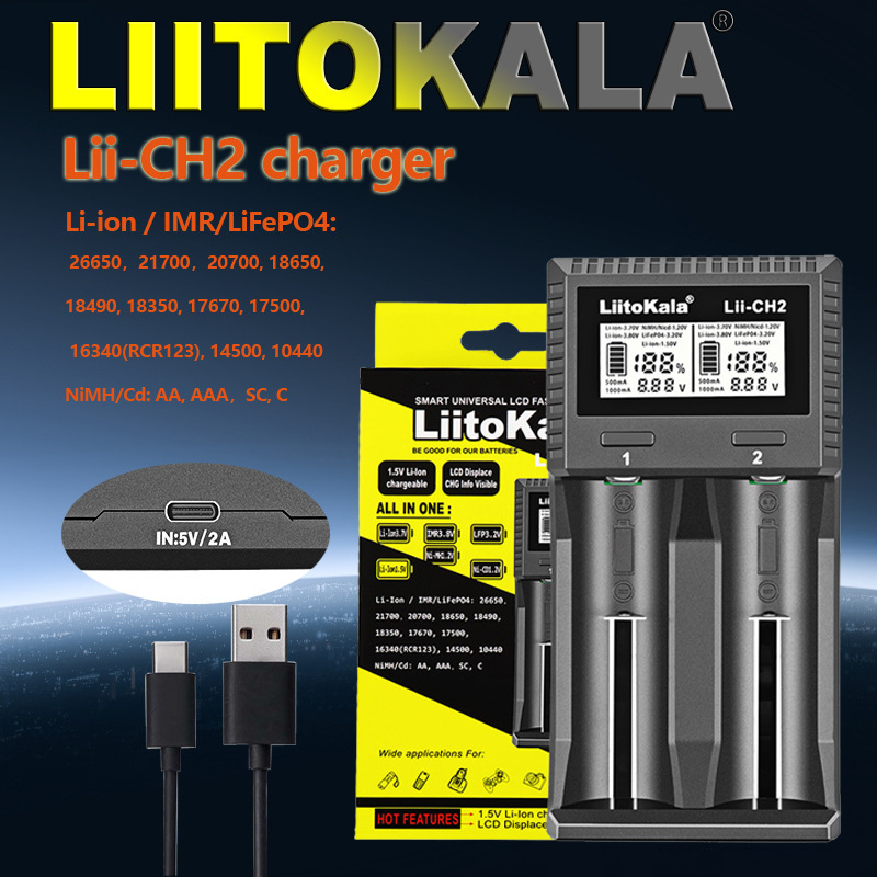 Cross-Border Exclusive Supply of Liitokala Lii-Ch2 Smart Charger, Smart Lithium Battery Charger