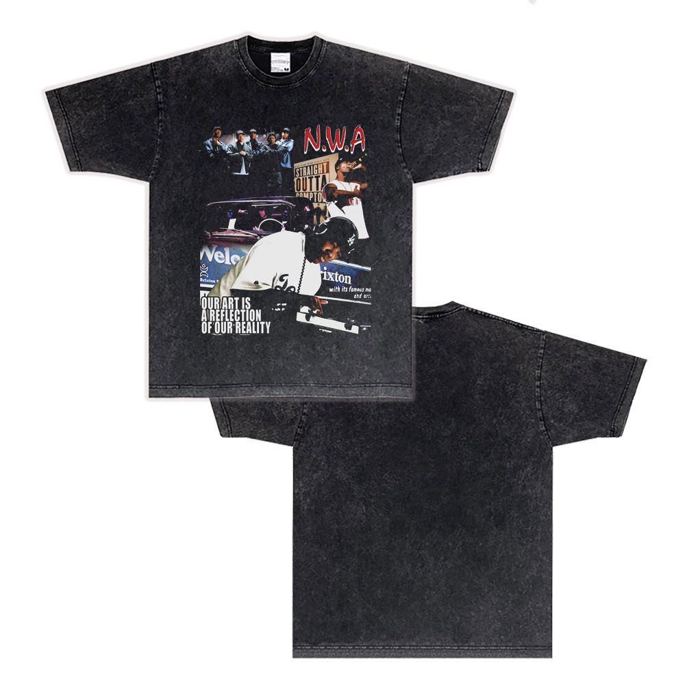 West Coast Rap N.W.A. Digital Direct Jet Washing Made Old American Retro Little Neck Camiseta image 32