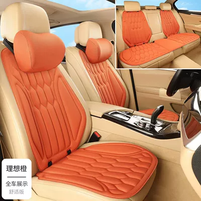 design, non-slip and breathable, Four Seasons Pad - ideal-orangefull-car-seven-piece-set-2-headrests-thermoformed-in-one-piece