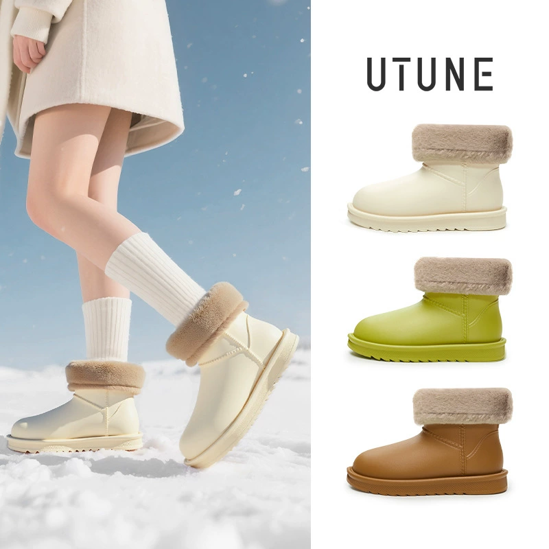 Отличные водонепроницаемые зимние ботинки для женщин, новые зимние короткие ботинки 2025 года, утолщенные противоскользящие ботинки на толстой подошве на флисовой подкладке, верхняя хлопковая обувь