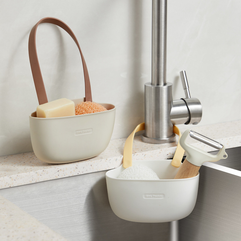Sink Sponge Draining Hanging Bag Kitchen Sink Single and Double Layer Non-Punch Hanging Basket Bowl Washing Rag Faucet Hanging Basket