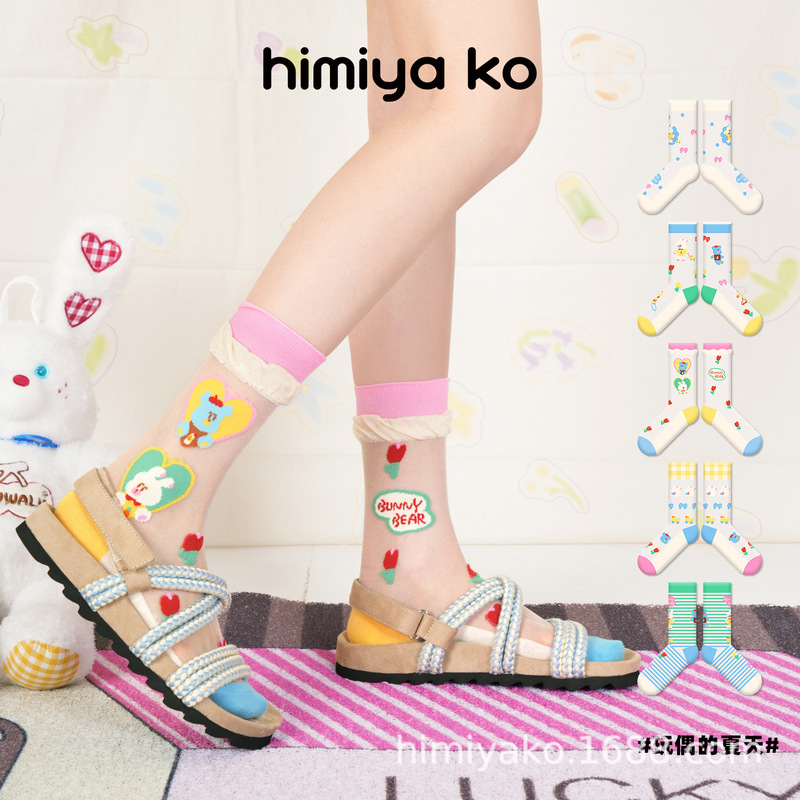 Summer Thin Socks Mid-Calf Socks Colorful Doll Summer Series Socks Wholesale Personalized Interesting Cartoon Cotton Socks