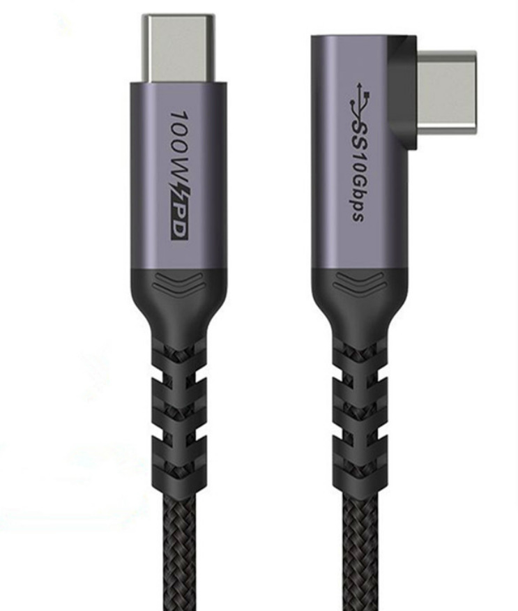 弯头100W PD数据线3.1双TYPE-C公对公4K高清10GBPS传输20V5A芯片