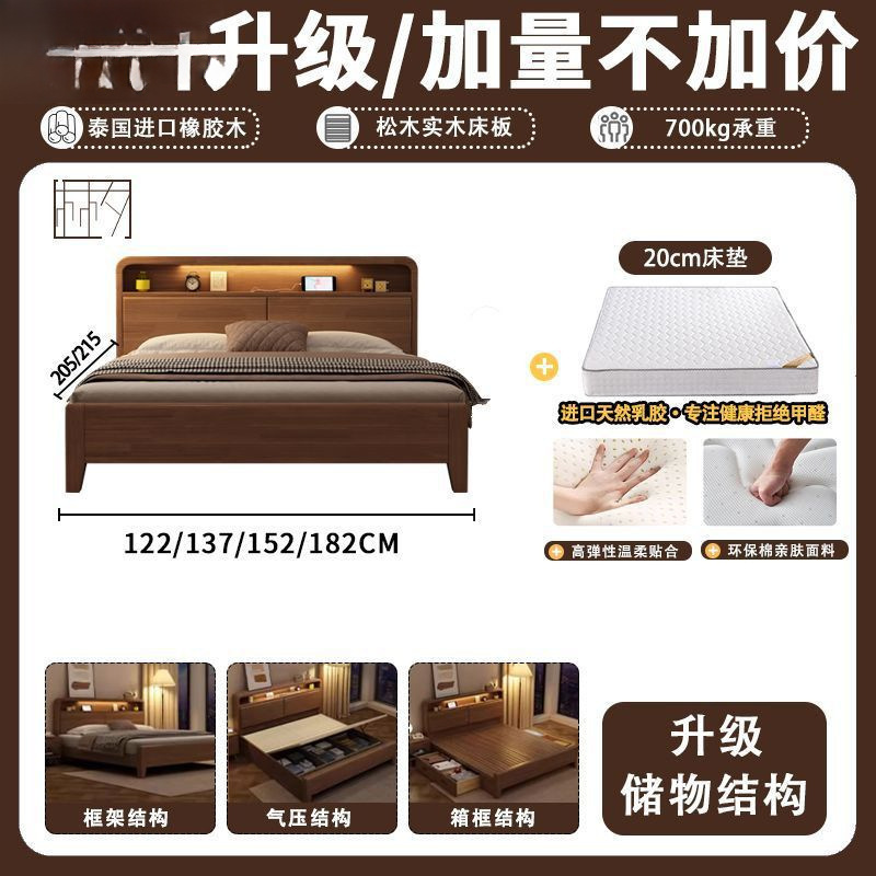 实木床胡桃1.8米1.5m双人床主卧经济婚床1.35米1.2儿童实木简约床|undefined