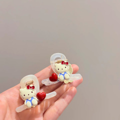かわいい kt 猫愛小さなクリップ絶妙なブロークンヘア前髪クリップヘッドバンド 2025 新しいトップクリップハーフタイヘアピンヘアピン