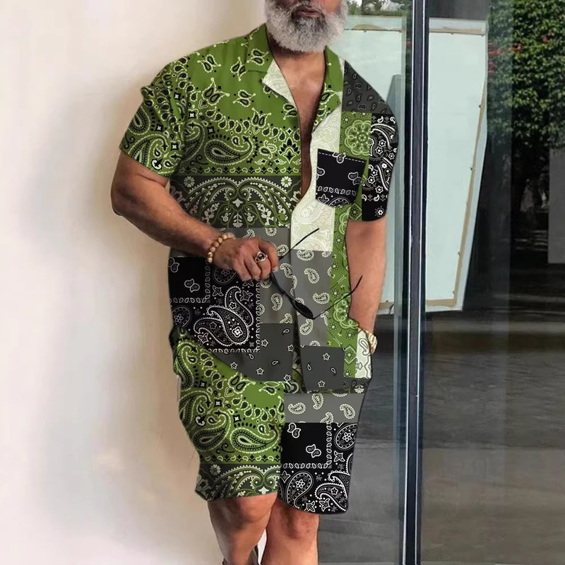 Cross-Border Floral Shirt Casual Short-Sleeved Shirt Shorts Lapel 3D Printed Beach Unisex Set Cross-Border Floral Shirt Casual Short-Sleeved Shirt Shorts Lapel 3D Printed Beach Unisex Set