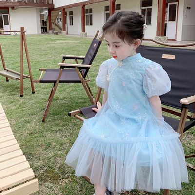Children Chineses dresses Qipao Dresses for girls princess dress Chinese wind children improved cheongsam gauze skirt tong