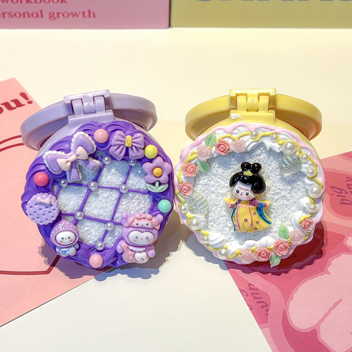 Pegamento de crema para niños hechos a mano DIY material paquete para hacer su propio aire para niñas peluquería mano para hacer espejo plegable pein juguetes