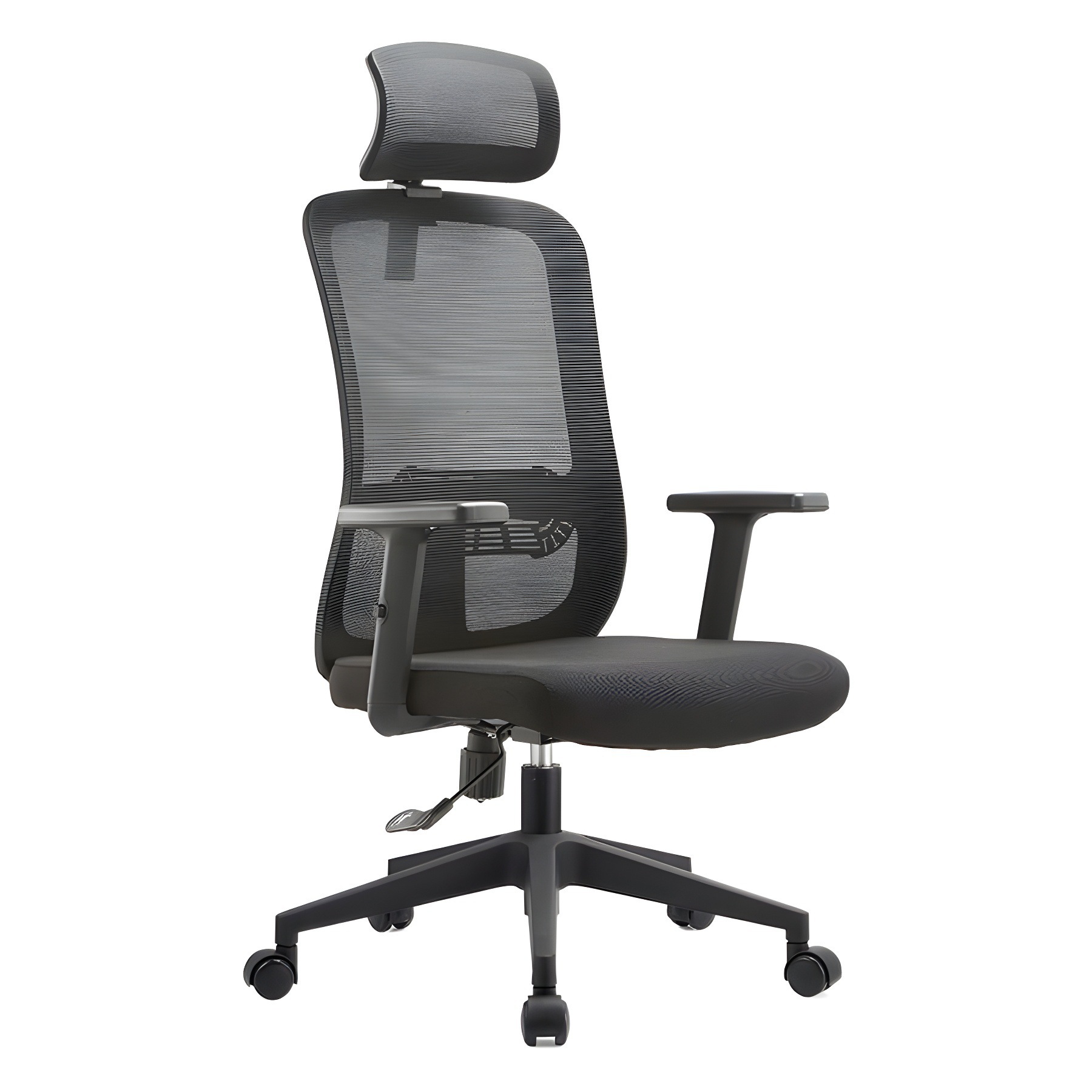 Silla de oficina ergonómica ajustable negra, fabricada bajo demanda, simple y cómoda para largas jornadas de trabajo.