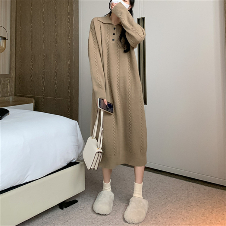 24 invierno Puyuan francés con solapa gorda suéter de torsión para mujeres 2023 otoño invierno nuevo sentido de alta calidad image 5