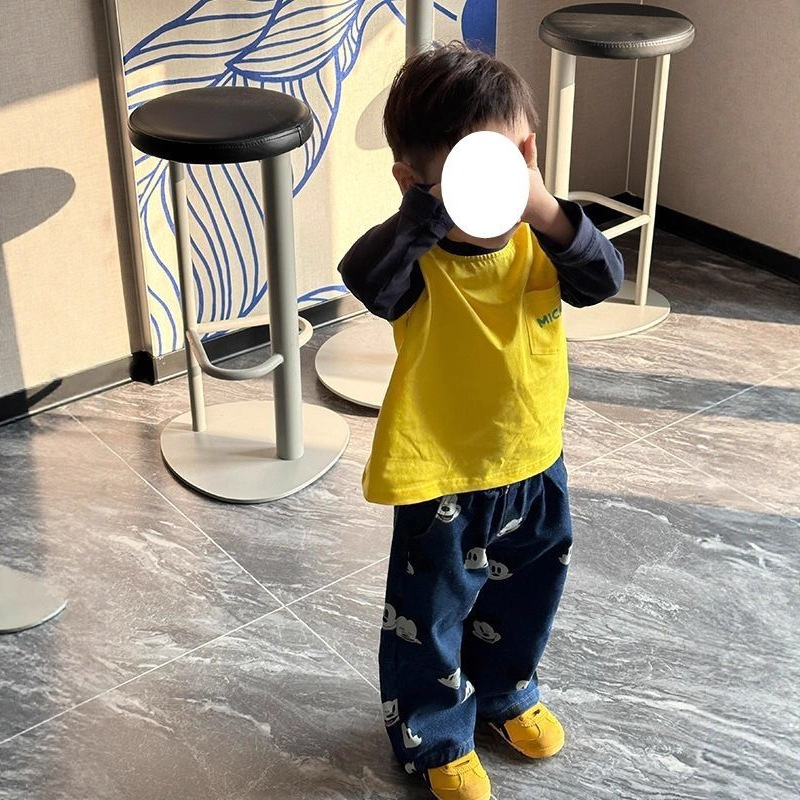 韩版童装男童长袖t恤痞帅春装2025新款休闲儿童酷帅拼色休闲上衣|undefined