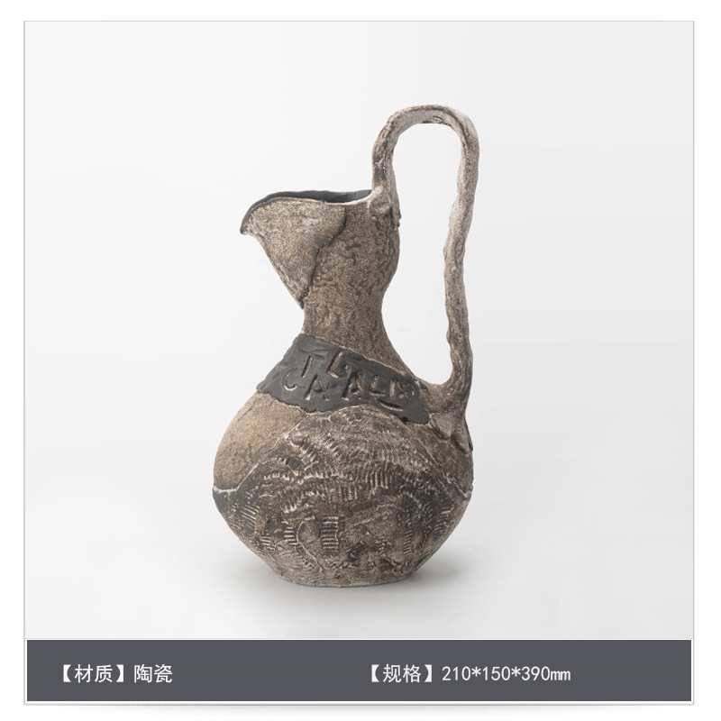 侘寂中古风星点陶瓷花瓶高级感桌面家居软装插花器复古装饰品摆件|undefined