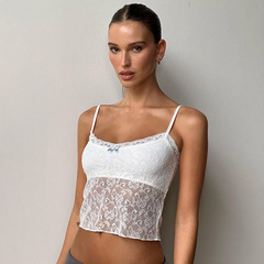 Q25TP048 French lace sexy suspender beautiful back integrated pure desire style hollow inner bottom vest wrapped in breast women