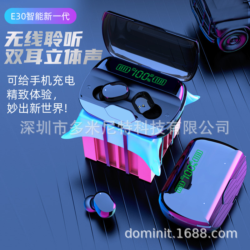 Nuevo E30 auricular Bluetooth inalámbrico TWS5.1 pantalla táctil pantalla LED en la oreja corriendo auriculares transfronterizos