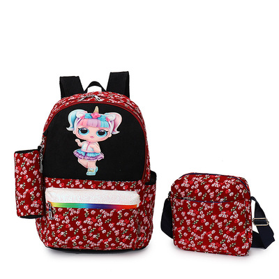 跨境tiktok专供印花双肩包女大容量旅行包学生书包森系电脑背包|ms