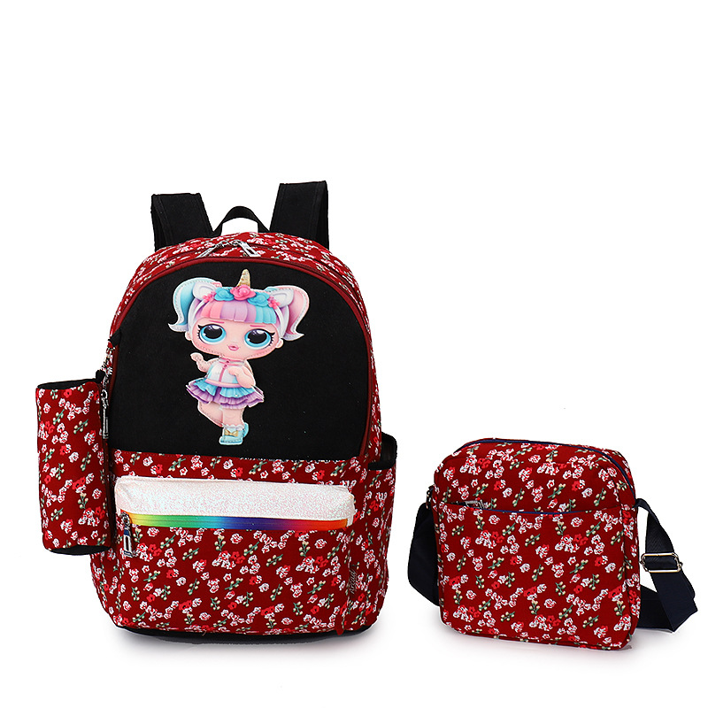 跨境tiktok专供印花双肩包女大容量旅行包学生书包森系电脑背包|ms