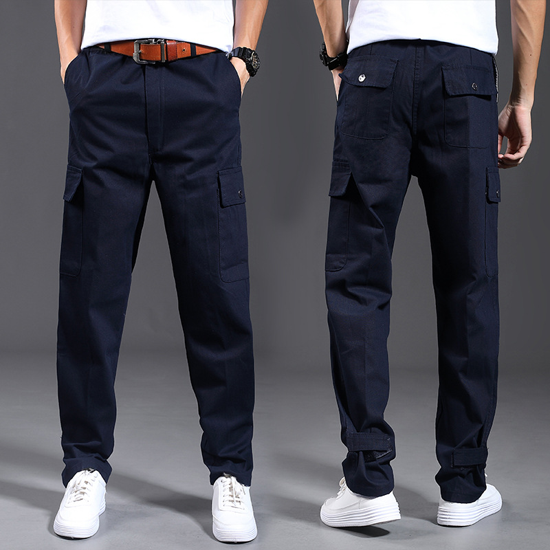 纯棉工作裤男耐烫耐脏春秋劳保裤宽松多口袋工作裤汽修电焊工装裤