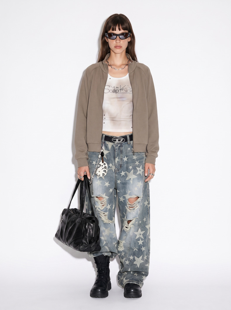 Inflation 320g Zip-Up Stand Collar Sweatshirt