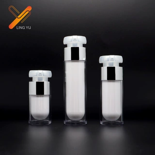 定制15/30/50ml齐肩开关真空瓶 按压精华乳液分装瓶 化妆品包装