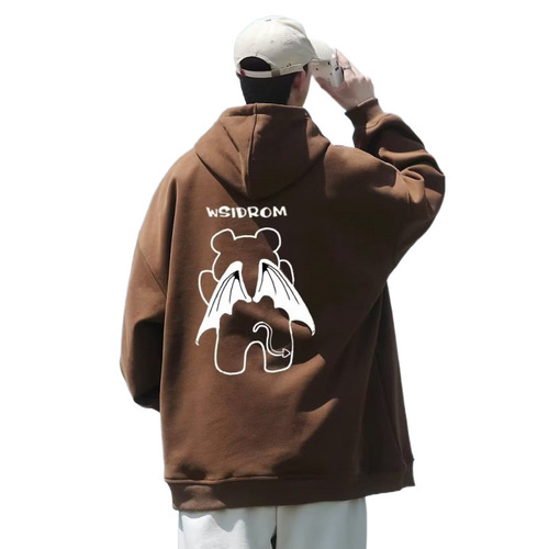2024 hooded hoodie men's autumn and winter heavy fashion brand handsome young people loose casual velvet hoodie outer