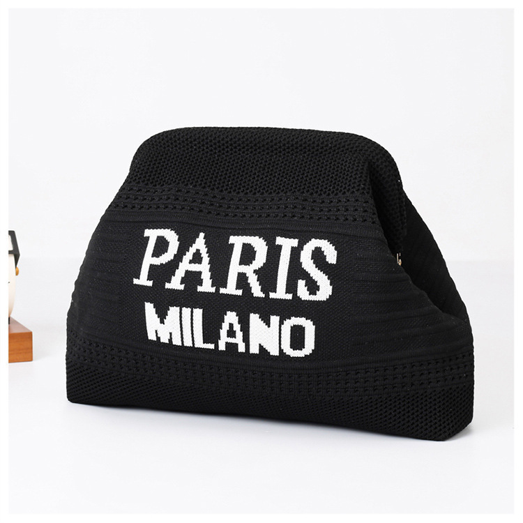 Cross-Border Popular Clutch Bag, Evening Dumpling Bag, Solid Color Hollow Letter Design, Ins Style Cross-Border Popular Clutch Bag, Evening Dumpling Bag, Solid Color Hollow Letter Design, Ins Style