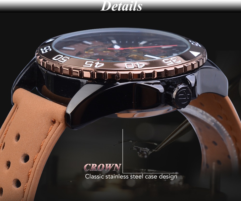 Men's Automatic Mechanical Watch With Hollow Dial Leather Strap_voghion.com