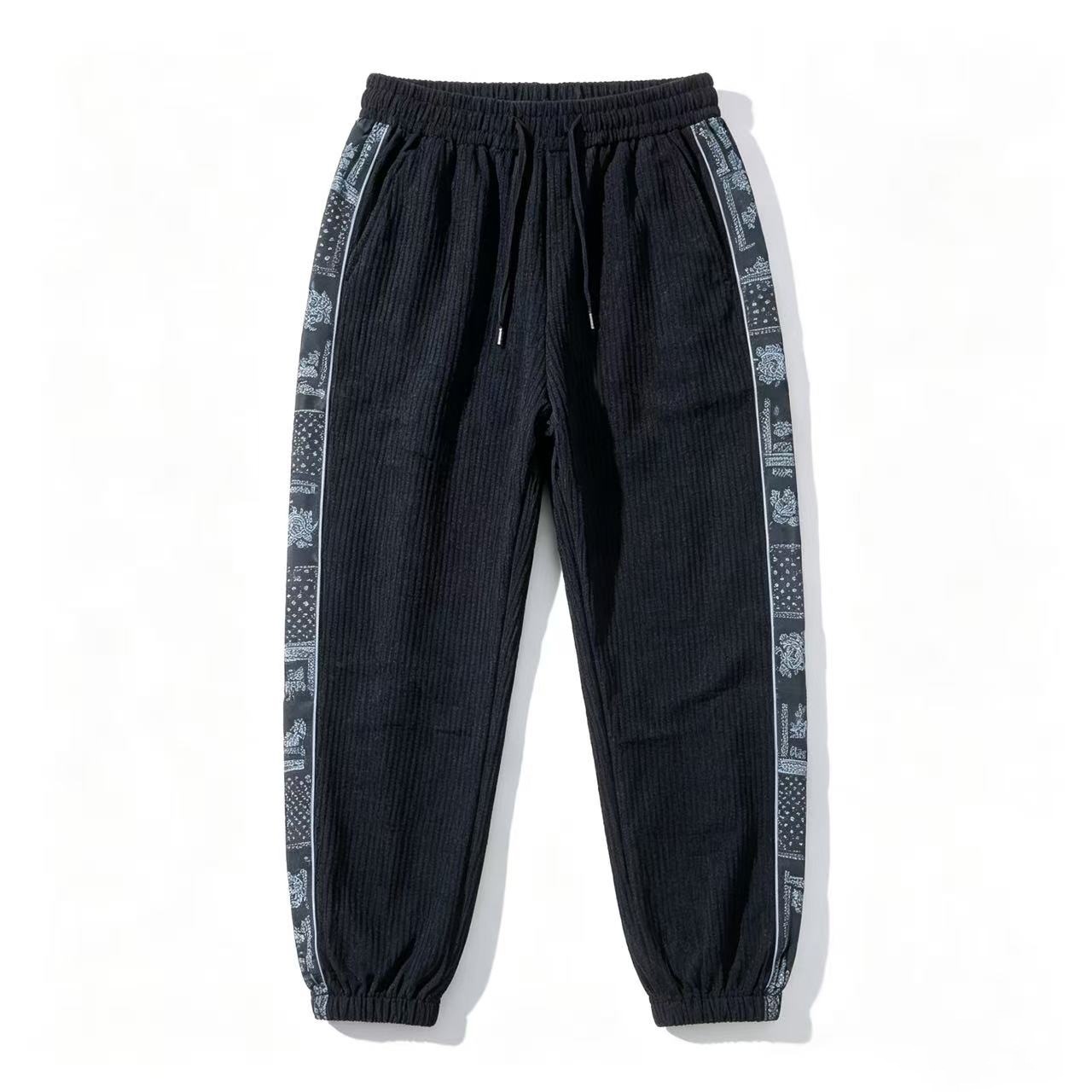 Pantalones Casuales de Pana Empalmados con Corte Holgado para Uso Casual