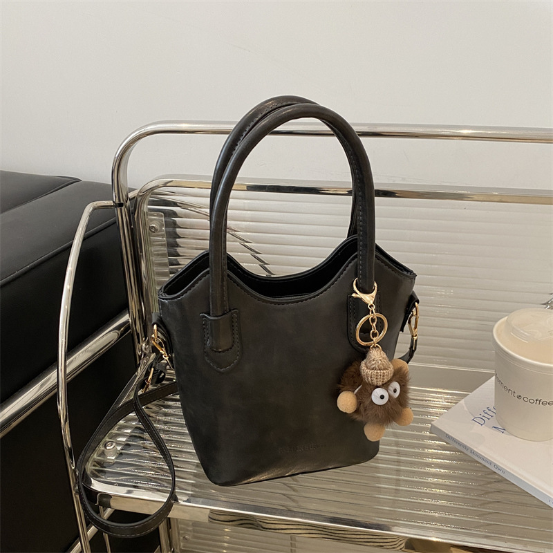 Bolso de moda retro, bolso de mano, bolso de hombro, bolso de cubo, bolso de mujer 2024, bolso de color sólido