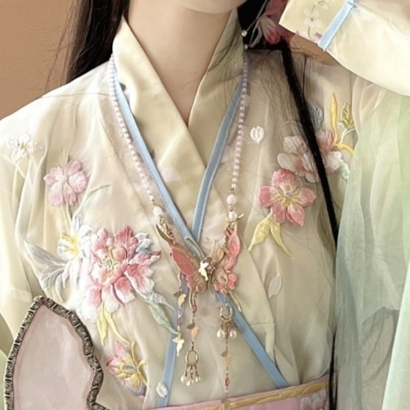 汉服女晋制交领一片式齐腰襦裙中国风日常款|undefined