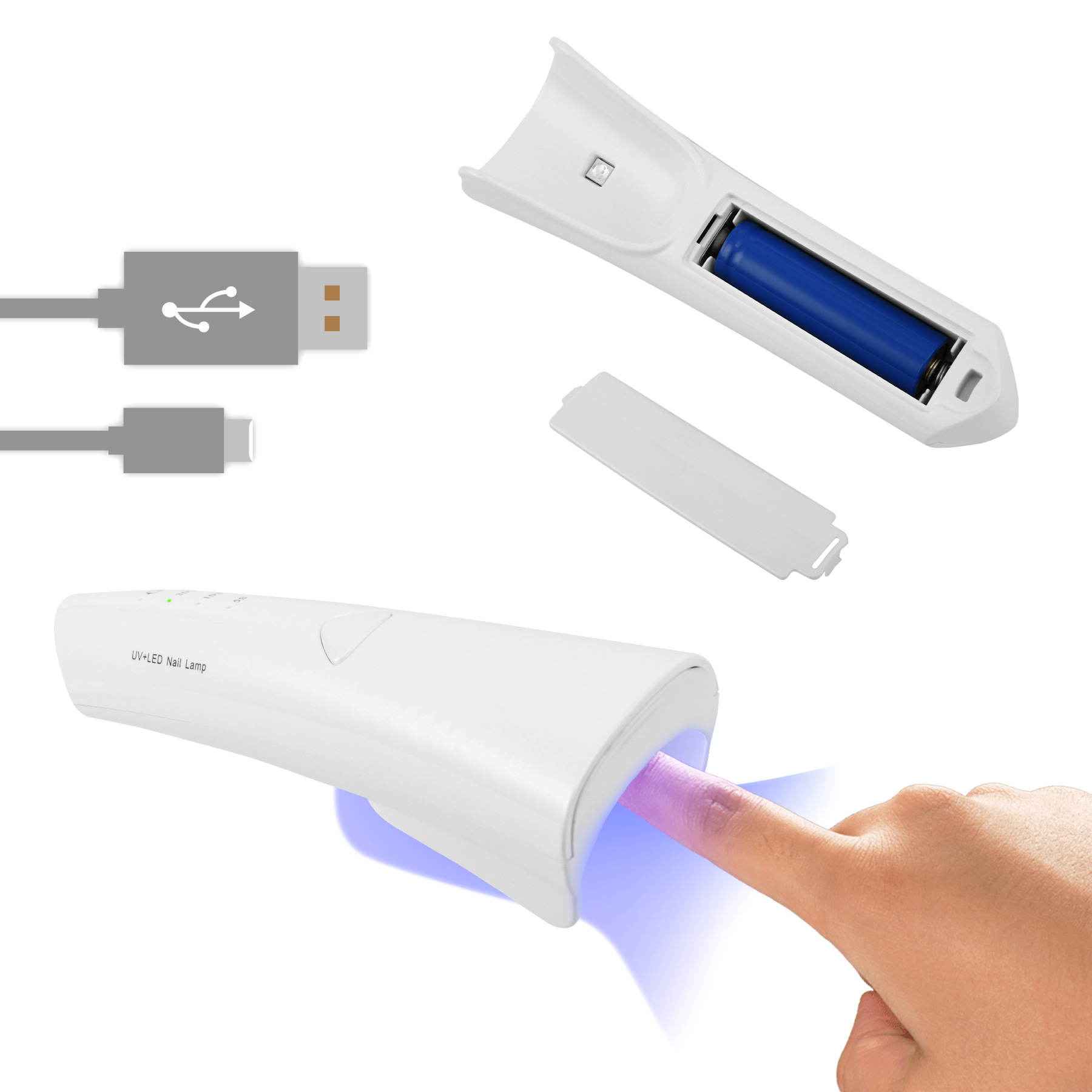 Small handheld therapy lamp for manicure