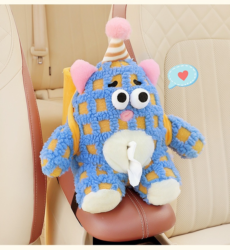 Creative Car Trash Can, Cute Little Monster, Multifunctional Car Storage and Hygiene Bin, Cartoon Car Tissue Box