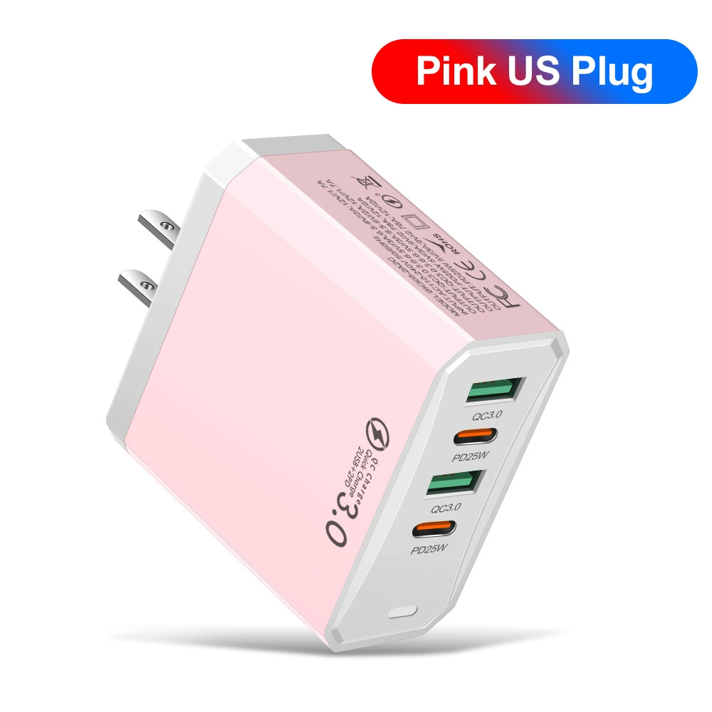 Стандартный 100W 2USB+2PD зарядное устройство для мобильного телефона, планшета европейский, американский и британский сверхбыстрая зарядка многопортовый адаптер