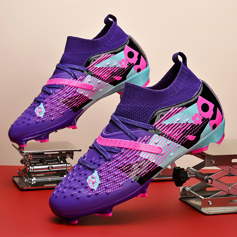 Zapatos de Fútbol de Corte Medio de Piel Sintética Antideslizantes y Ligeros para Césped